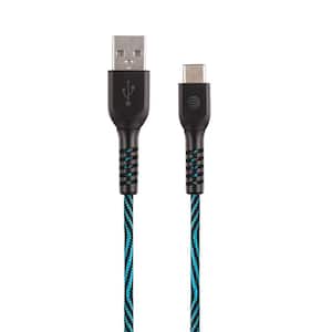 4 ft. Charge and Sync USB to Type-C Cable in Blue (2-Pack)