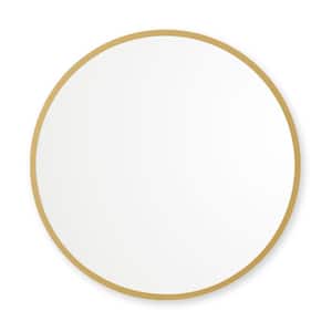 18 in. W x 18 in. H Rubber Framed Round Bathroom Vanity Mirror in Matte Gold