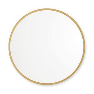 36 in. W x 36 in. H Rubber Framed Round Bathroom Vanity Mirror in Matte Gold