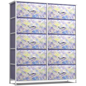 Tie Dye Purple/Yellow 9-drawer 47 in. Wide Dresser without Mirror