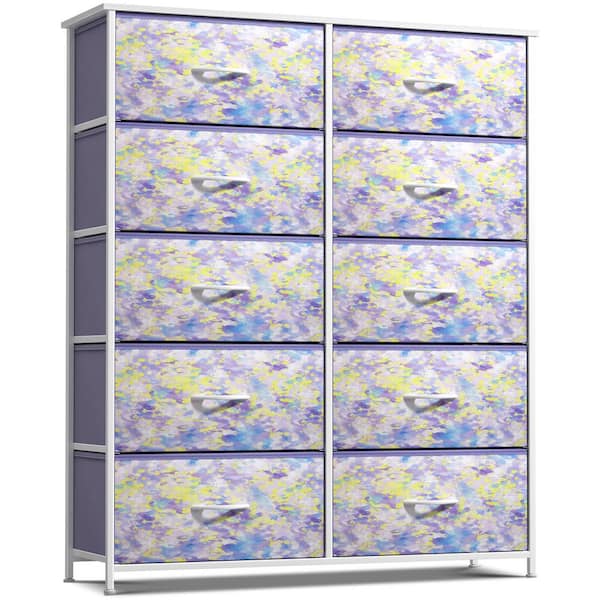 Sorbus Tie Dye Purple/Yellow 9-drawer 47 in. Wide Dresser without Mirror