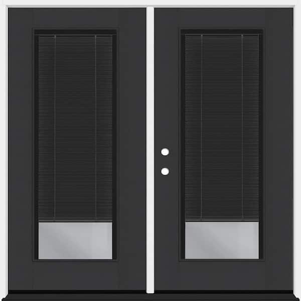 Legacy 72 in. x 80 in. Full Lite Clear Glass Noir Miniblind Black RHIS Fiberglass Retro Patio Door with 4 in. Jamb