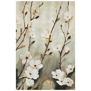 Blossoming Tranquility Floral Rendered on Gold Shagreen Wrapped canvas Wall Art, Sized 60 in. x 40 in.