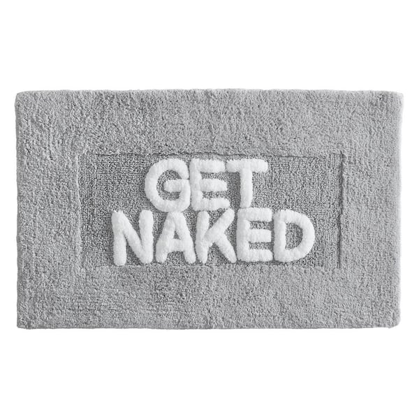 Get Naked Black & White Bath Mat Backing Water Absorbent Bathroom