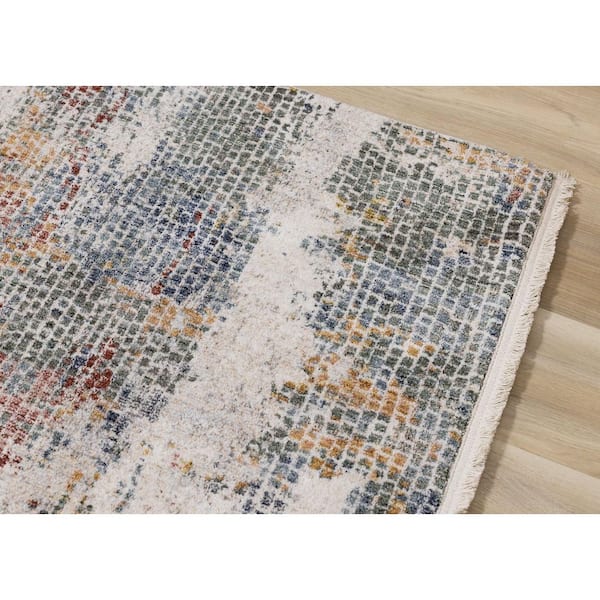 Orenda Collections 5 ft. x 8 ft. Beige Distressed, Organic Indoor Area Rug