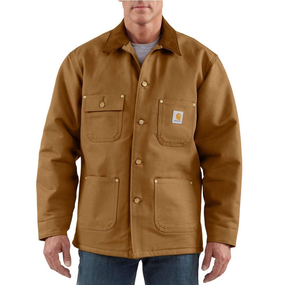 Carhartt Men's Medium Brown Cotton Duck Chore Coat Blanket Lined