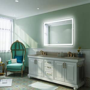 48 in. W x 36 in. H Large Rectangular Frameless Anti-Fog LED Light Wall Bathroom Vanity Mirror