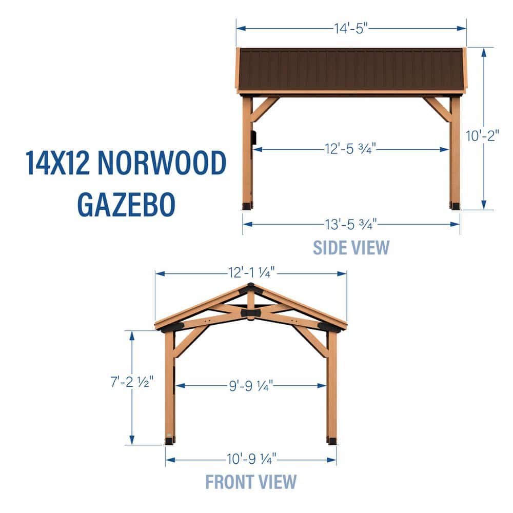 Norwood 14x12 Cedar and Steel Outdoor Gazebo