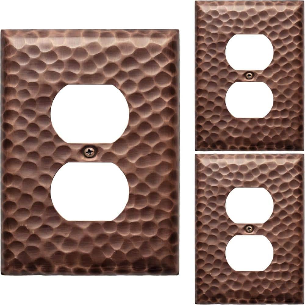 Hand Hammered 1-Gang Antique Copper Finish Duplex / Outlet Metal Wall Plate (3-Pack) price history on PriceWatchPro