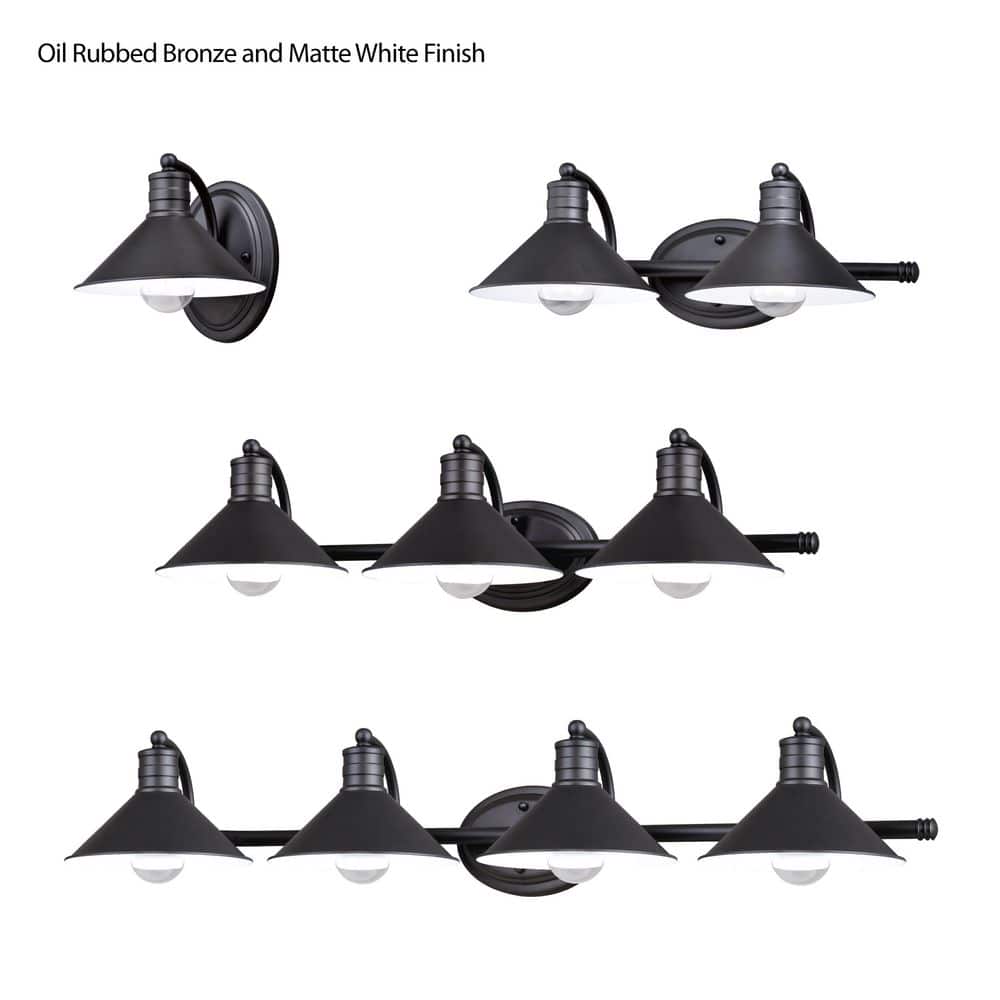 Akron 38'' Oil Rubbed Bronze and Matte White Modern Farmhouse Vanity Light
