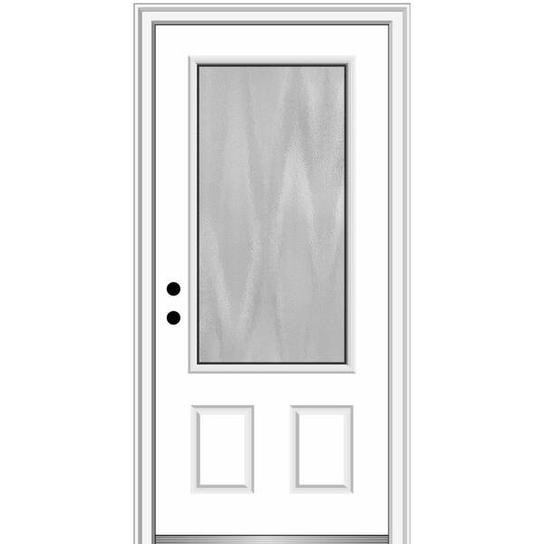MMI Door Chinchilla 36 in. x 80 in. Right-Hand Inswing 3/4 Lite 2-Panel Primed Fiberglass Prehung Front Door w/ 6-9/16 in. Frame