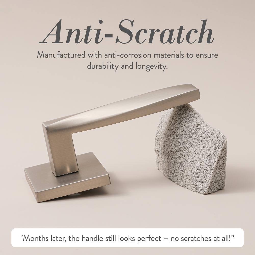 Satin Nickel Square Backplate Modern Interior Door Lever