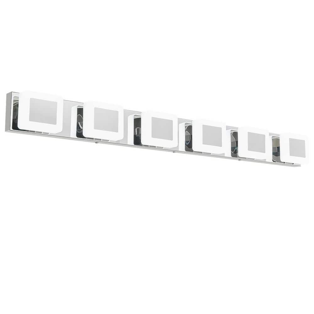Home Lighting 47.24 in. 6-Light Chrome Acrylic Modern LED Dimmable Over Mirror Vanity Lights for Bathroom price history on PriceWatchPro