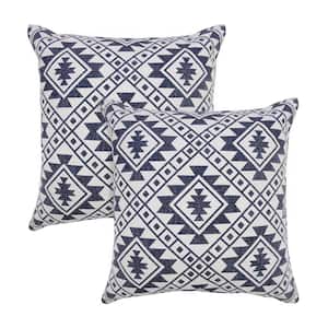 Zion Denim Blue Southwestern Stonewashed Hand-Woven 20 in. x 20 in. Throw Pillow Set of 2