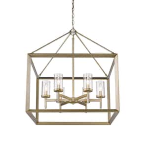 Smyth 6-Light White Gold Chandelier with Clear Glass Shade
