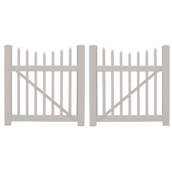 Weatherables Stratford 8 ft. W x 3 ft. H Tan Vinyl Picket Fence Double Gate Kit