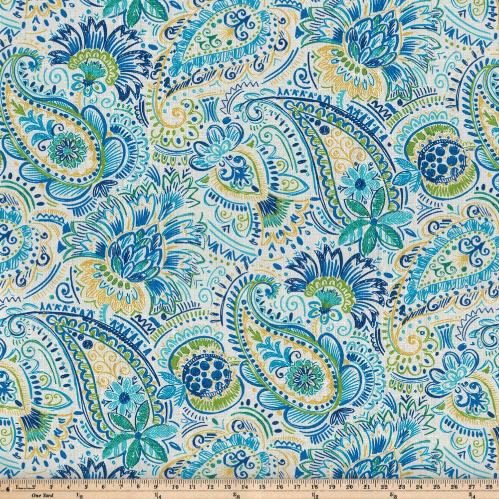 Gilford Blue and Yellow Paisley Rectangular Lumbar Pillows, Set of 2