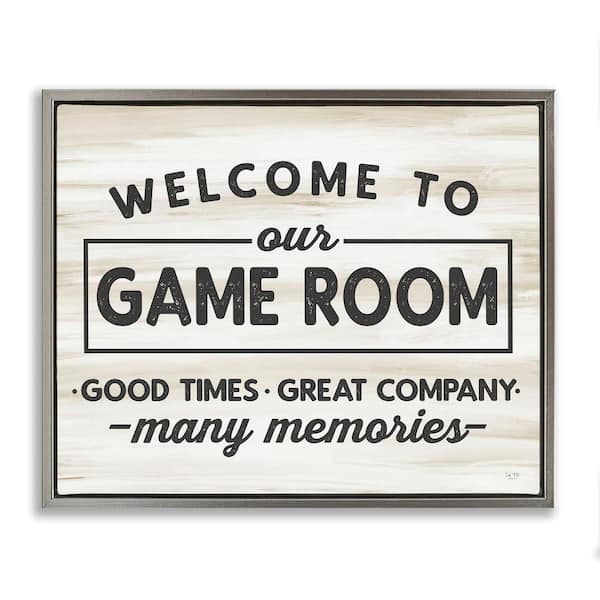 Stupell Industries Welcome To Game Room by Lux Plus Me Designs 1-Piece Gray Floater Frame Abstract Graphic Art Print 25 in. x 31 in.