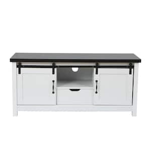 47.3 in. White and Dark Brown Engineered Wood TV Stand Fits TVs up to 55 in.