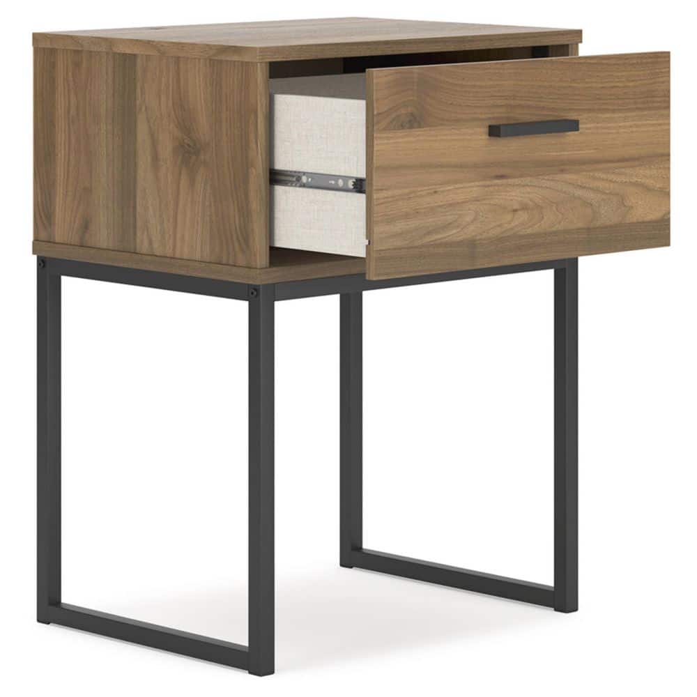 Deanlow Honey Brown and Black 1-Drawer Nightstand