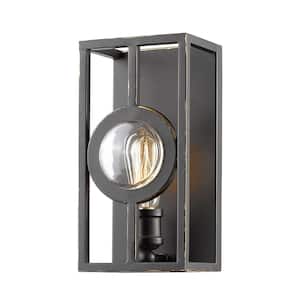 Port 6 in. 1-Light Olde Bronze Wall Sconce Light with Olde Bronze Steel Shade with Bulb(s) Included