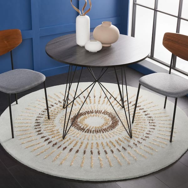 Soho Light Blue/Multi 6 ft. x 6 ft. Round Geometric Area Rug