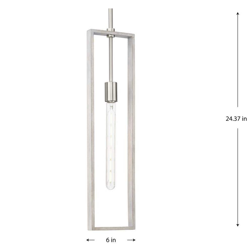 Boundary Brushed Nickel and Grey Washed Oak Pendant Light