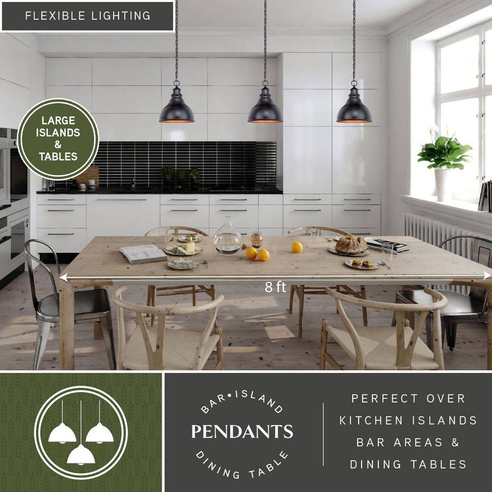 Oil Burnished Bronze Farmhouse Pendant Light with Gold Interior