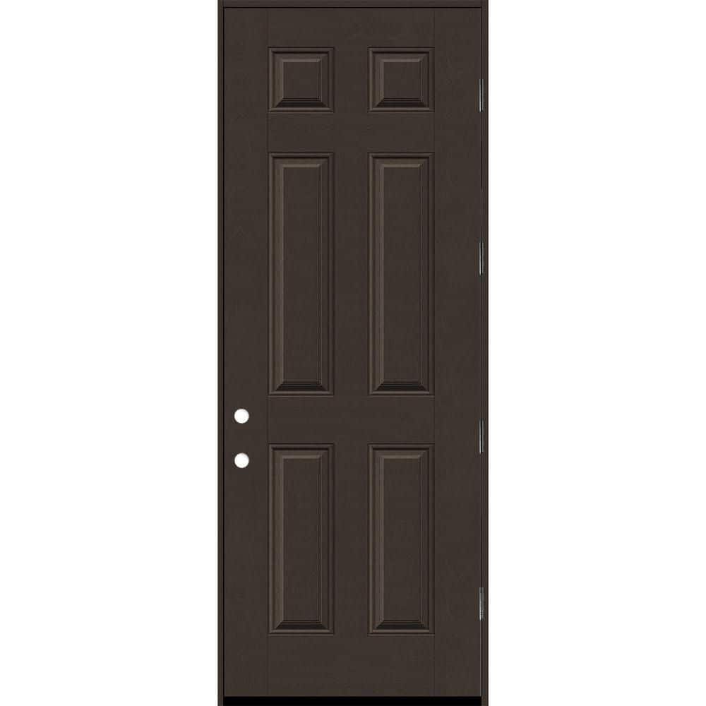 Regency 36 in. x 96 in. 6 Panel LHOS Hickory Stain Mahogany Fiberglass Prehung Front Door with 6-9/16 Jamb price history on PriceWatchPro