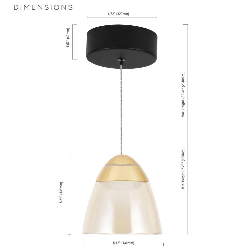 Roma Contemporary Gold LED Pendant Light with Glass Shade