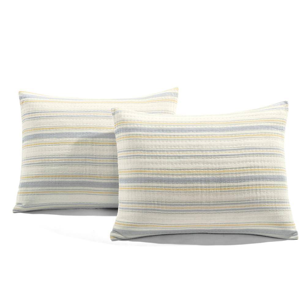 King Size Gray and Yellow Cotton Reversible Quilt Set