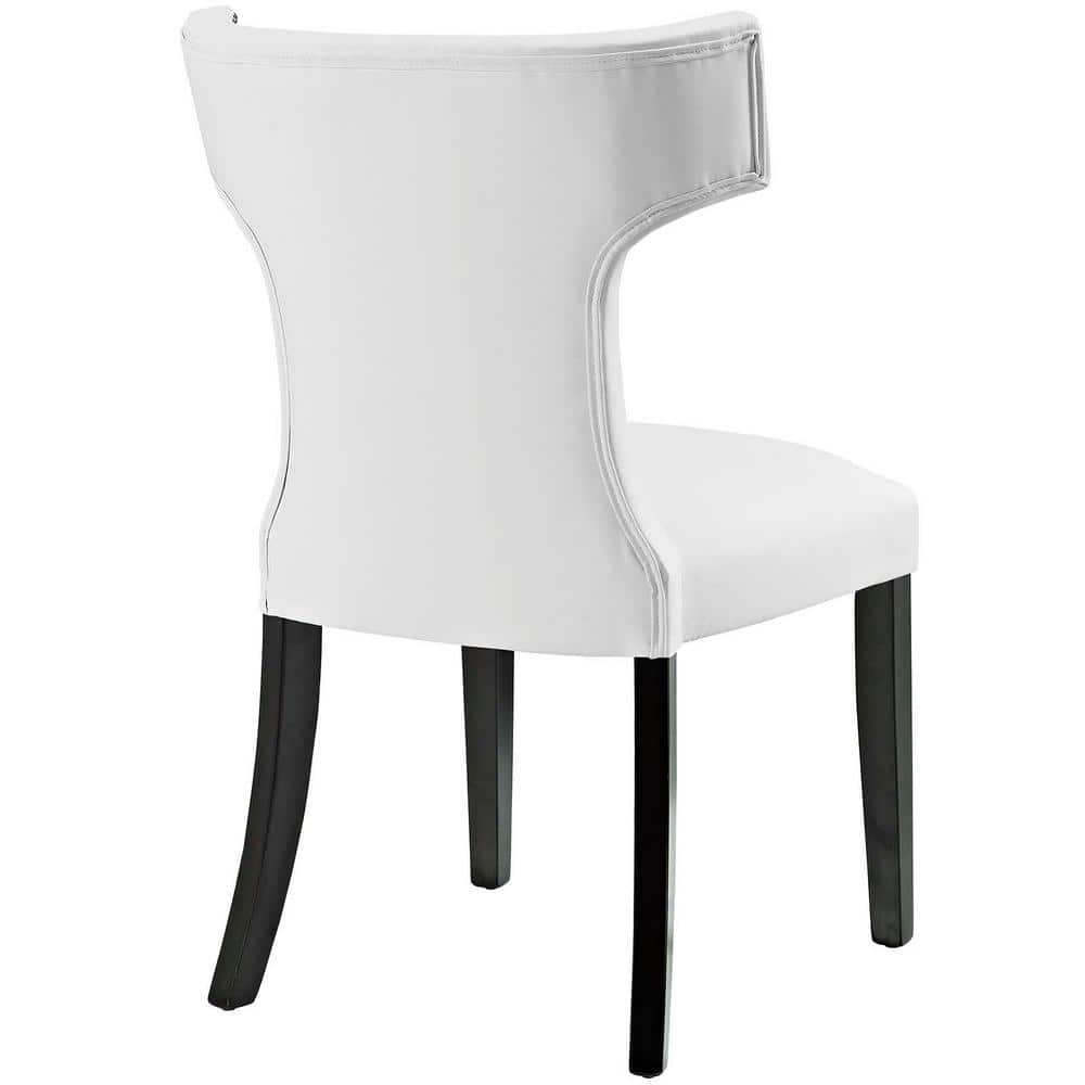 Chic Curve White Faux Leather Upholstered Parsons Side Chair