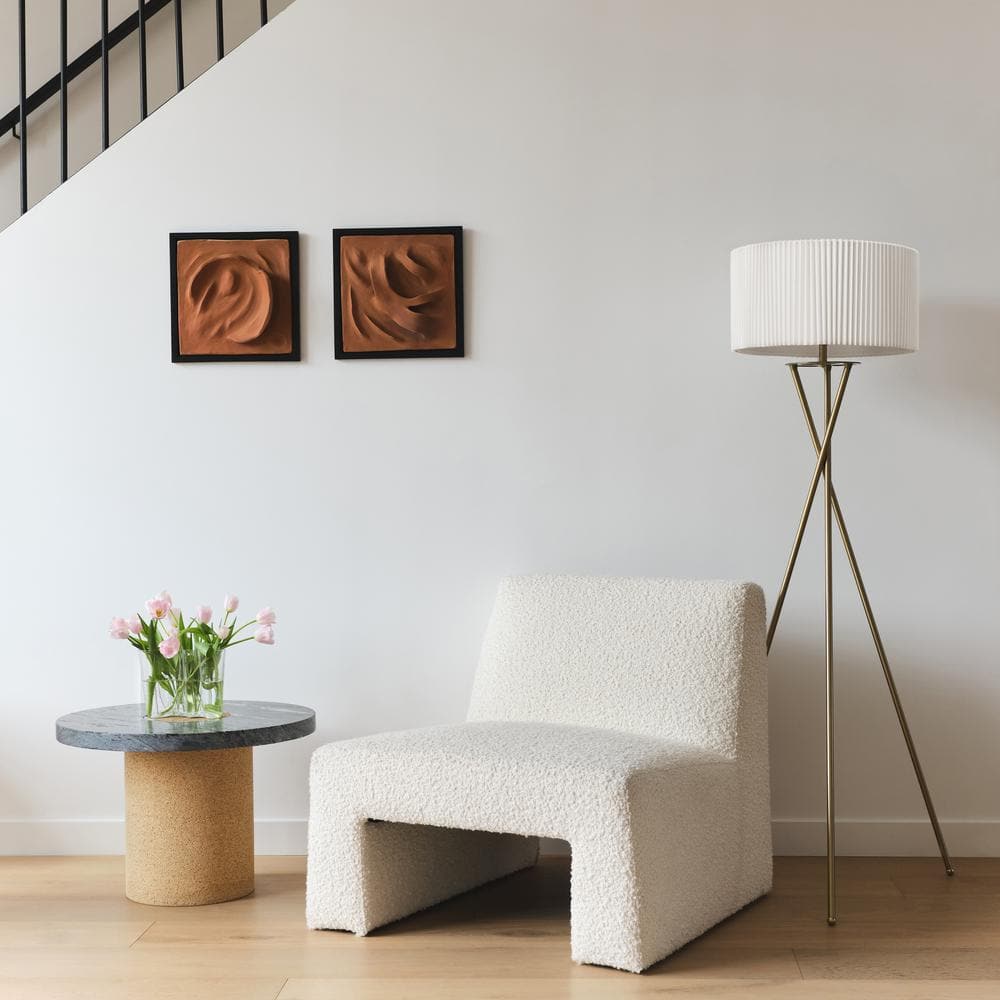 Jaxon 60" Brass Tripod Floor Lamp with Pleated Shade