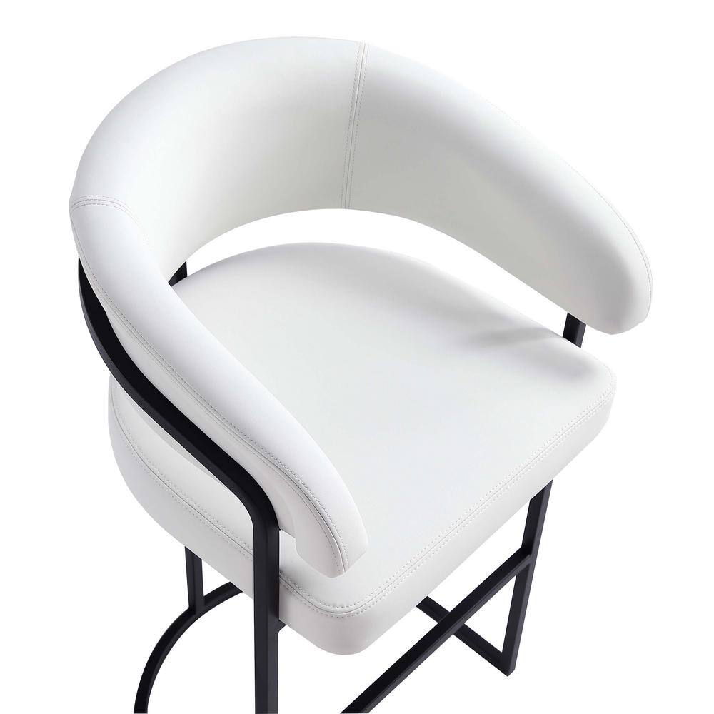 Augusta White Faux Leather Metal Bar Stool with Armrest