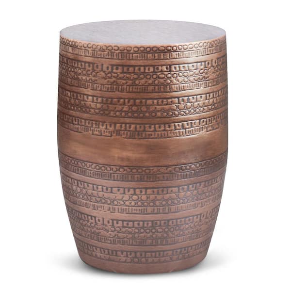 Johnsen Boho 15 in. Wide Metal Large Accent Side Table in Antique Copper, Fully Assembled