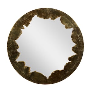 36 in. x 36 in. Handmade Live Edge Round Framed Gold Wall Mirror