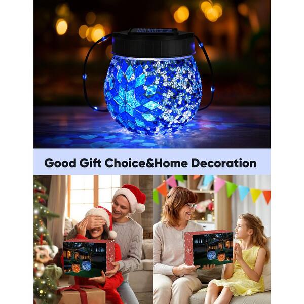 Cooo 2-Pack Mosaic Solar Lanterns - Handcrafted Outdoor Garden Lights With Real Battery Power