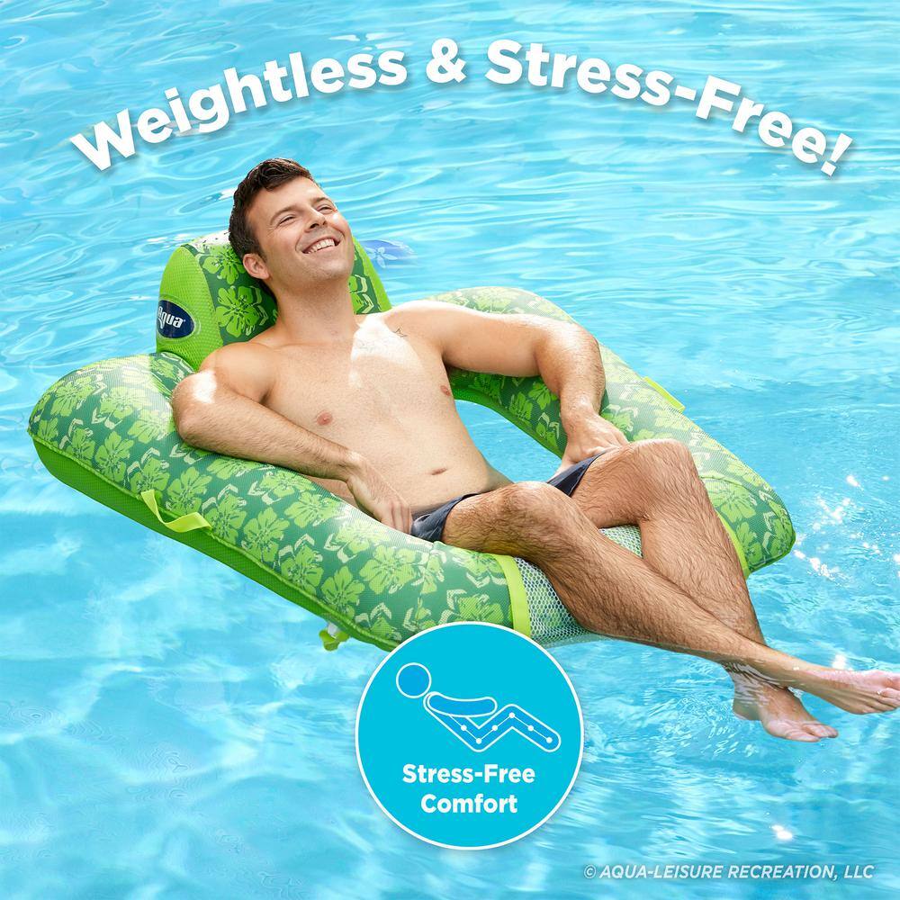 Lime Green Floral Inflatable Pool Chair Lounge Float, 3 Pack