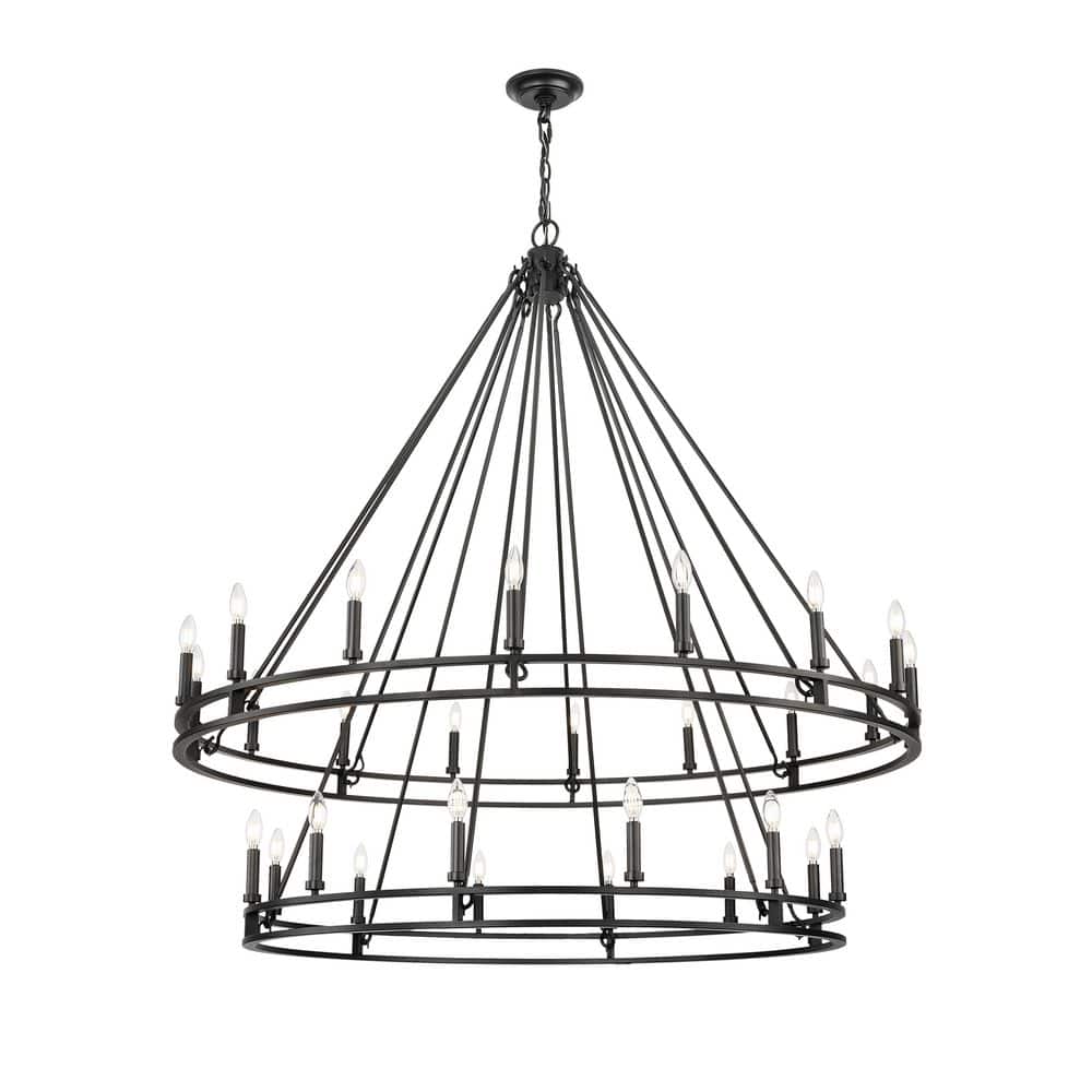Dennison 28 Light Matte Black Chandelier for Indoor Use with No Bulbs Inclu
