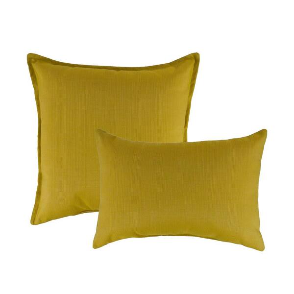 Austin Horn Collection Sunbrella Echo Citron Solid 20 in. x 20 in. Throw Pillow