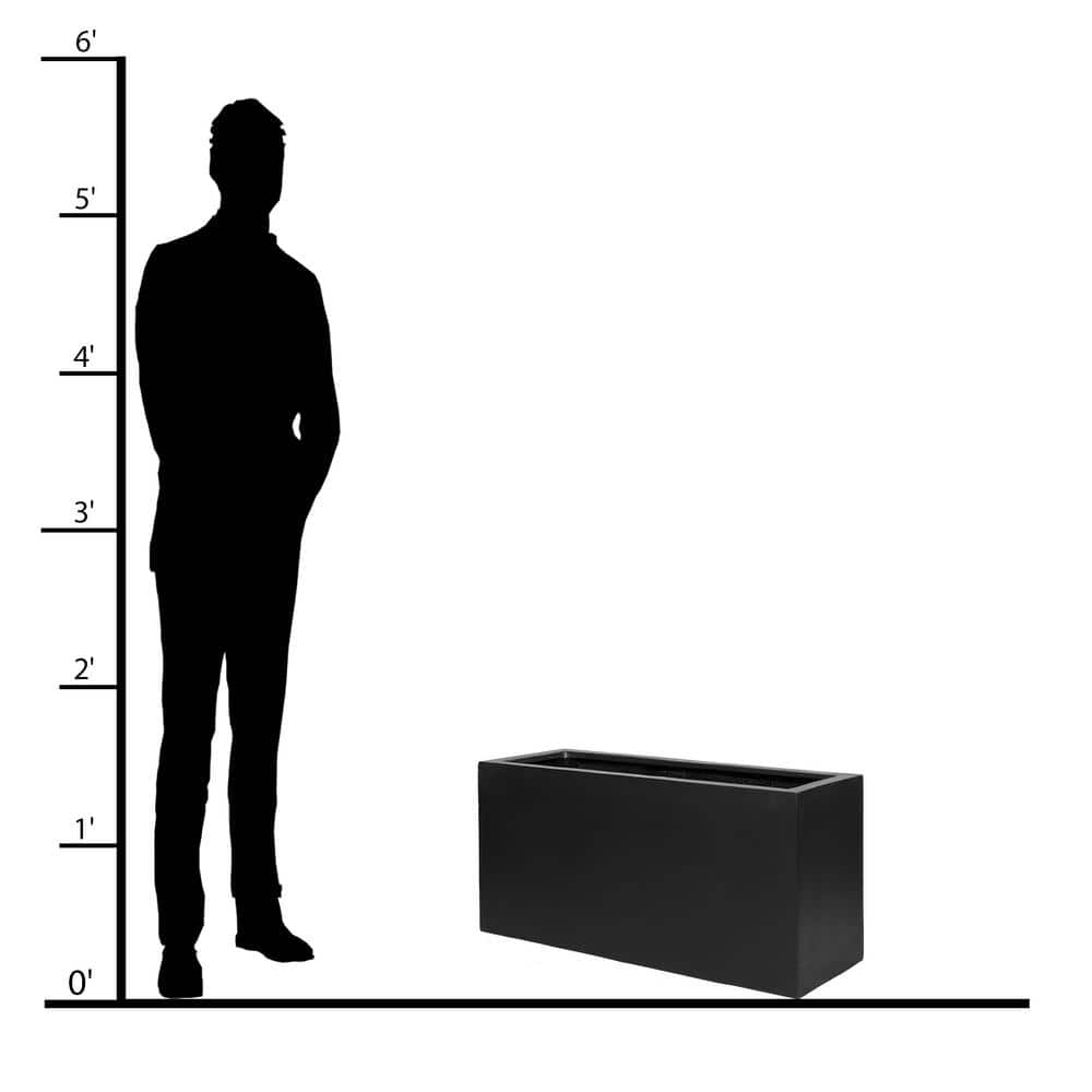 Jort 32" Black Fiberstone Indoor/Outdoor Rectangular Planter