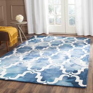 Dip Dye Navy/Ivory 5 ft. x 8 ft. Distressed Geometric Trellis Area Rug