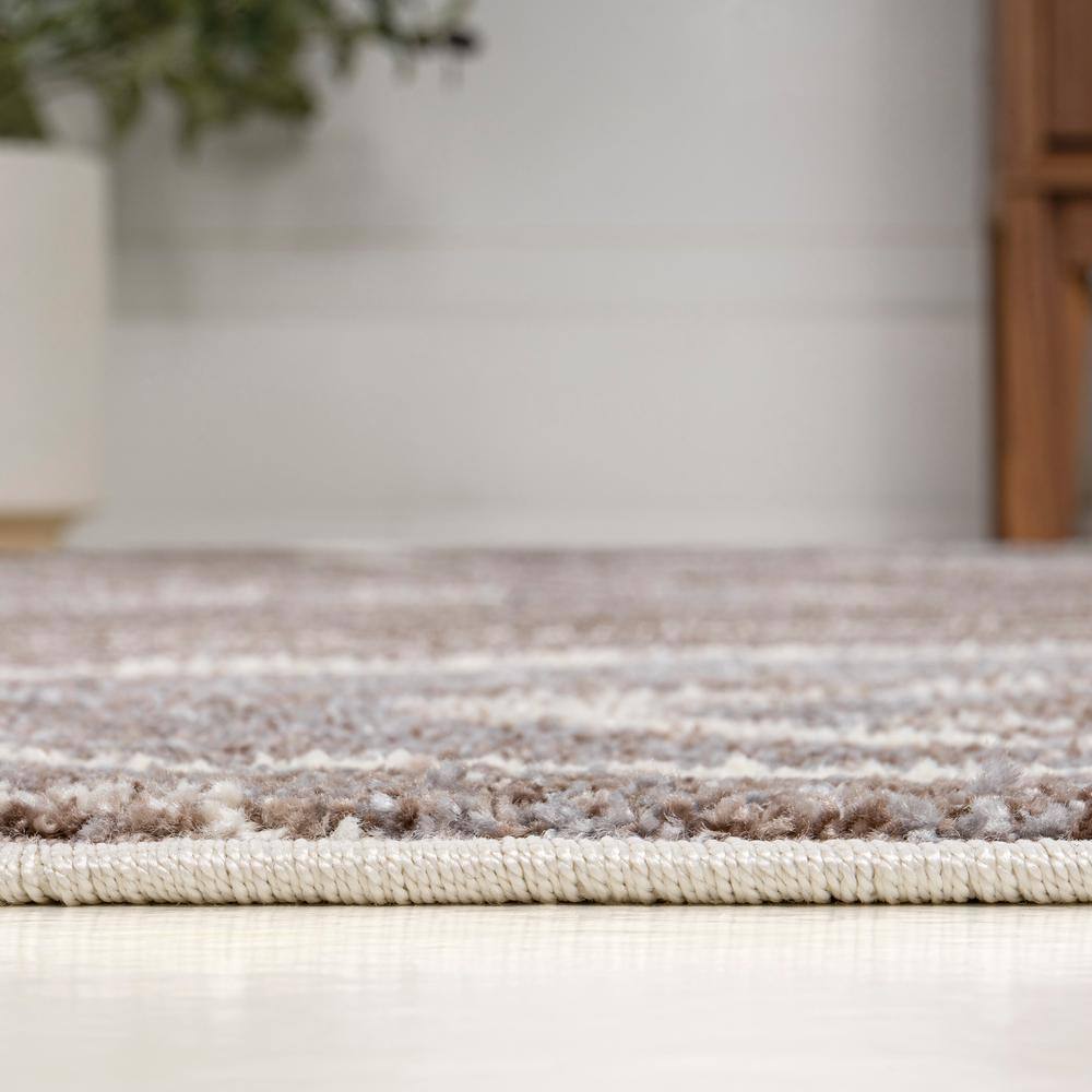 Brown and Cream Abstract Marble 2 x 8 Synthetic Runner Rug