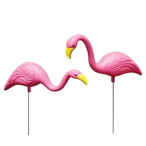 Mini Mingos Pink Plastic Flamingos Garden Yard Stake Decor (2-Pack)