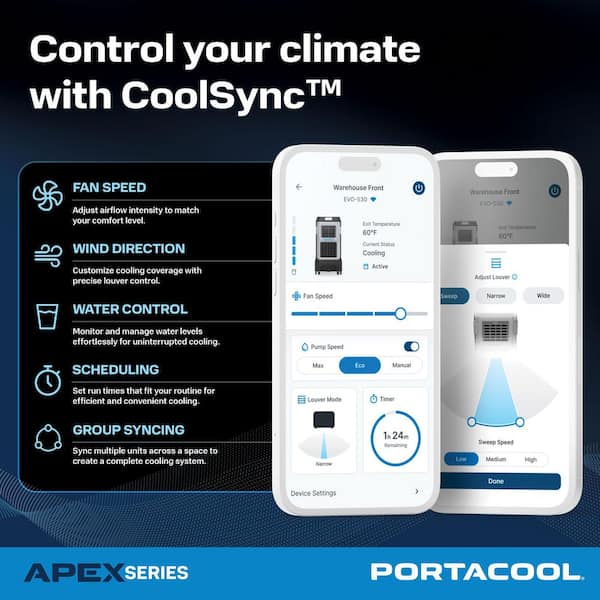 PORTACOOL Apex 2000 - Wi-Fi Portable Evaporative Cooler for 2000