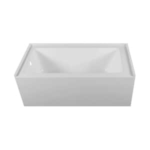 72 in. x 36 in. Acrylic Rectangular Apron Front Soaking Bathtub with Left Drain in White