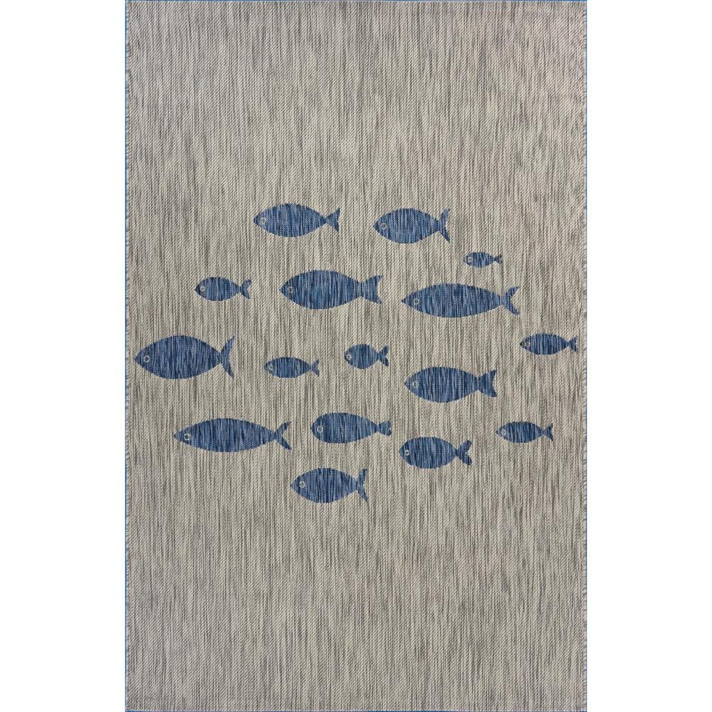 Clover Coastal Gray/Blue 1 ft. 10 in. x 3 ft. Aquatic Fish Polypropylene In