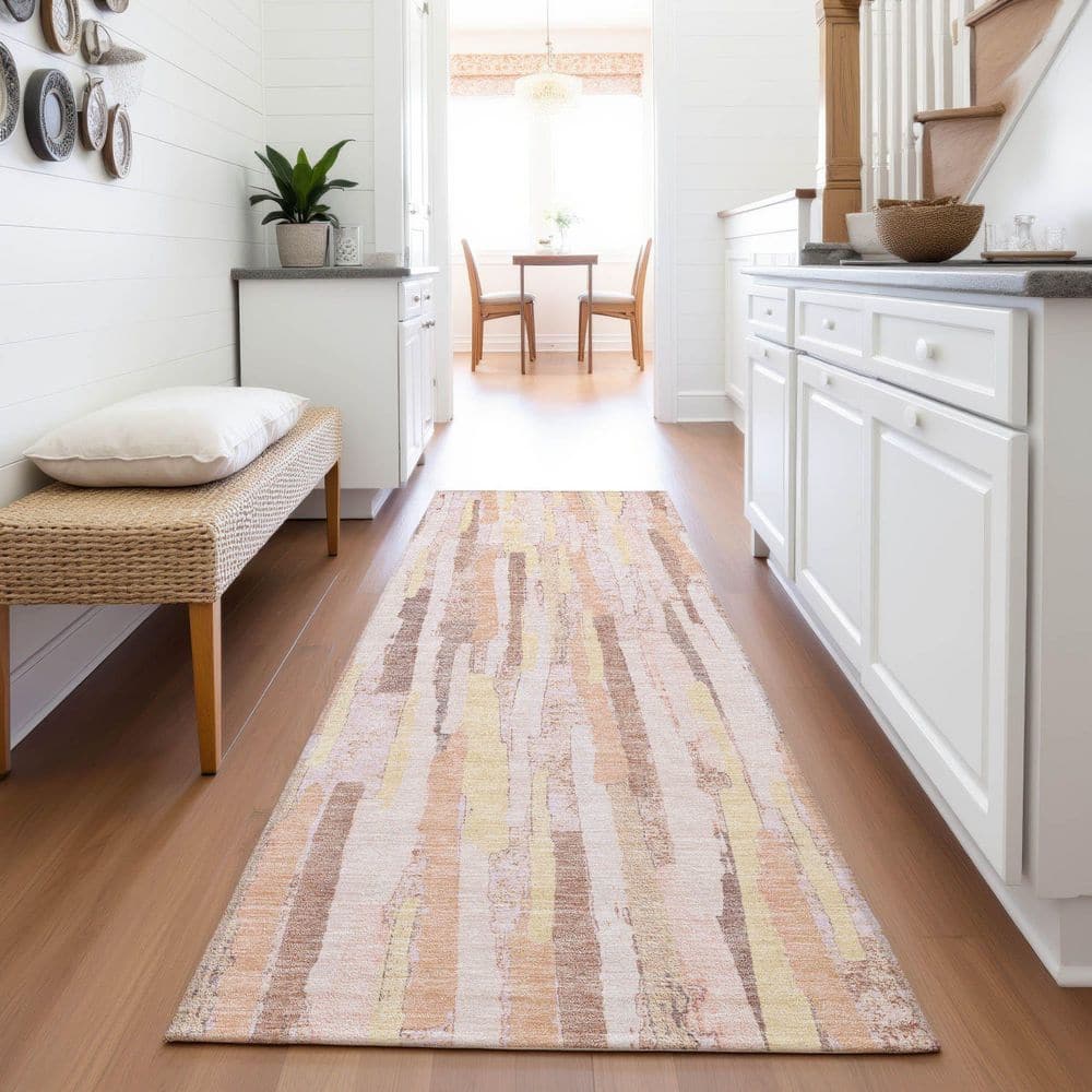 Mayfield Premium Machine Washable Abstract AMF1314 Pink 2 ft. 3 in. x 7 ft. 6 in. Runner Rug price history on PriceWatchPro