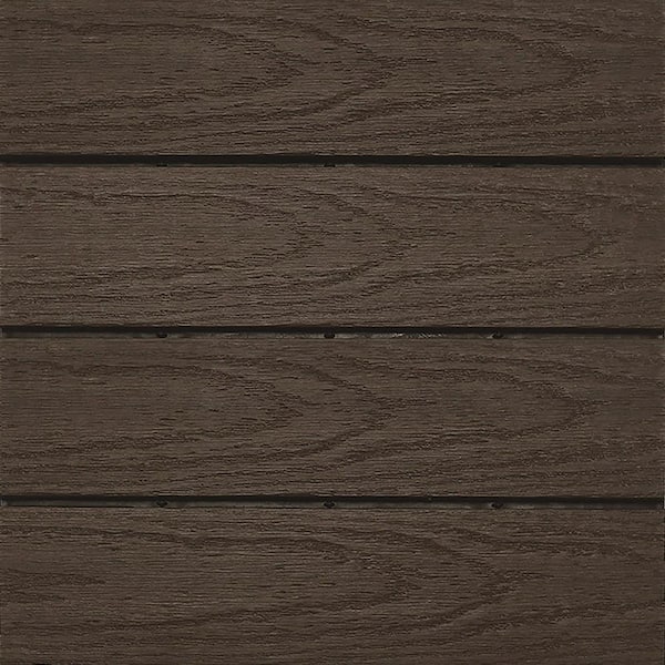 NewTechWood UltraShield Naturale 1 ft. x 1 ft. Quick Deck Outdoor Composite Deck Tile in Spanish Walnut (10 sq. ft. per Box)