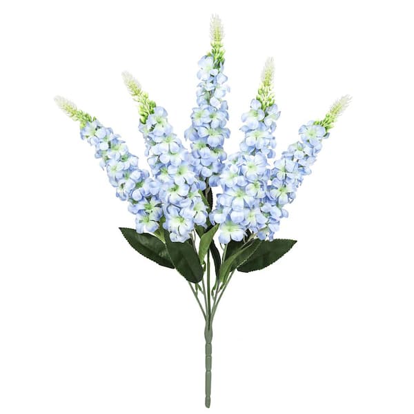 23 in. Blue Artificial Larkspur Flower Stem Bush Bouquet (Set of 2)